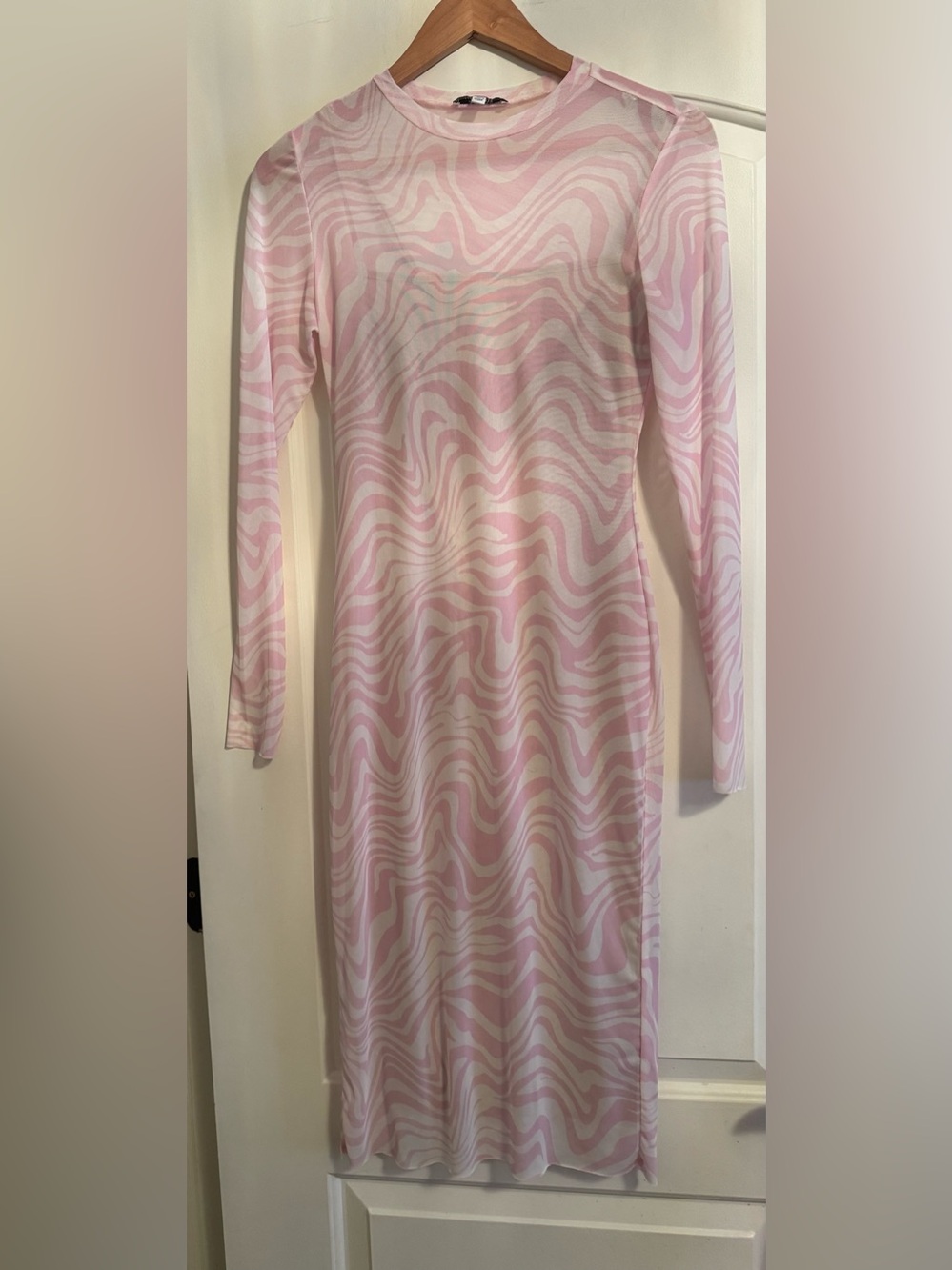 AFRM Los Angeles Loah Long Sleeve Mesh Midi Dress